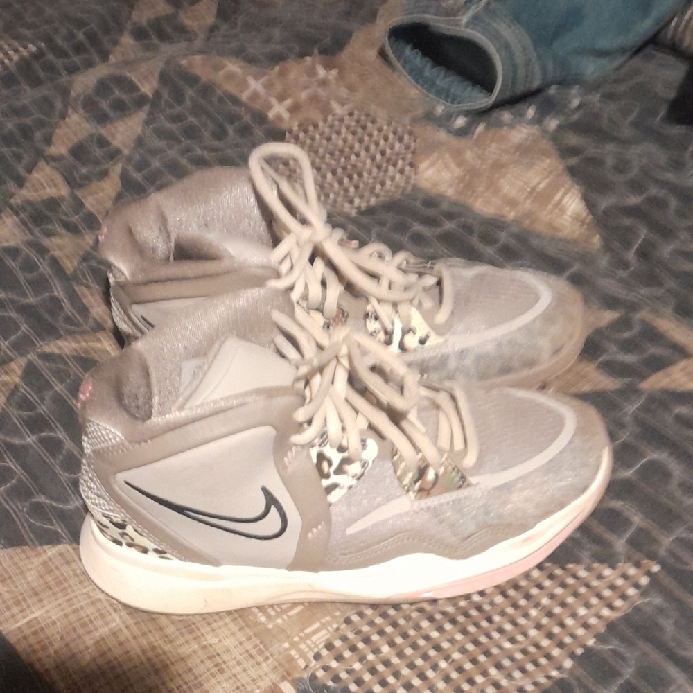 Nike Gray and White High-Top Sneakers